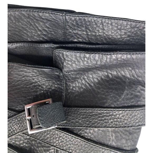 UGG Jardin Platform Boots Womens Size 10 Black Leather Buckle Straps Side Zip Mi - Picture 10 of 13